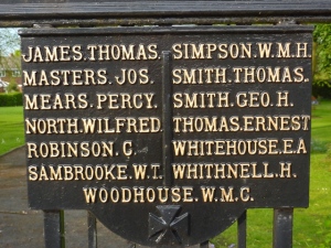 W.M.C Woodhouse on the Great Wyrley memorial gates. 2014.